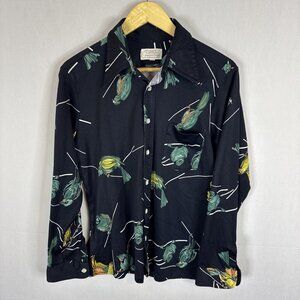 Vintage 70s Tooke Hampshire House Disco Bird Print Shirt Made Canada L